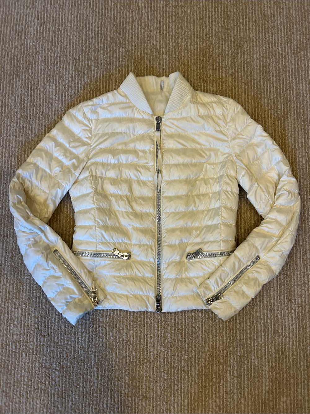 Moncler Lightweight Off White Quilted Jacket - Women's